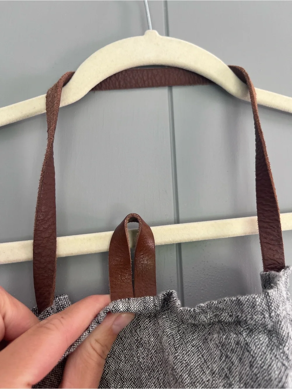 Crate & Barrel Organic Cotton Apron with Leather Straps